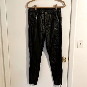 NWT Guess Size 10 Black Vegan Leather ankle zip pants